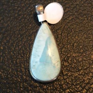 Larimar Stone in Sterling Silver Pendant 74